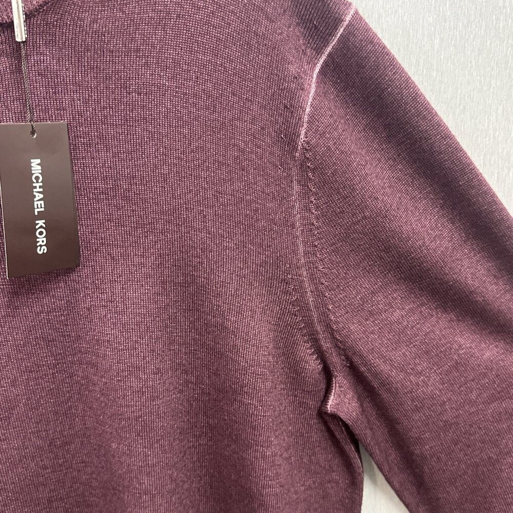 Michael Kors Men’s XXL Sweater Half Zip Merlot 100% Extrafine Merino Wool - Picture 9 of 11